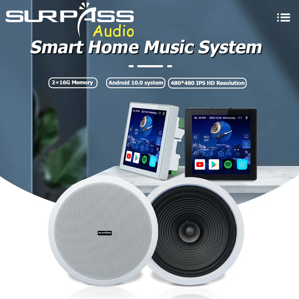 Sistema Musicale Per La Casa Intelligente Android 10.0 Wifi Bluetooth Audio Pannello Musicale Suono Stereo Kit Altoparlante Da Soffitto A Gamma Comple