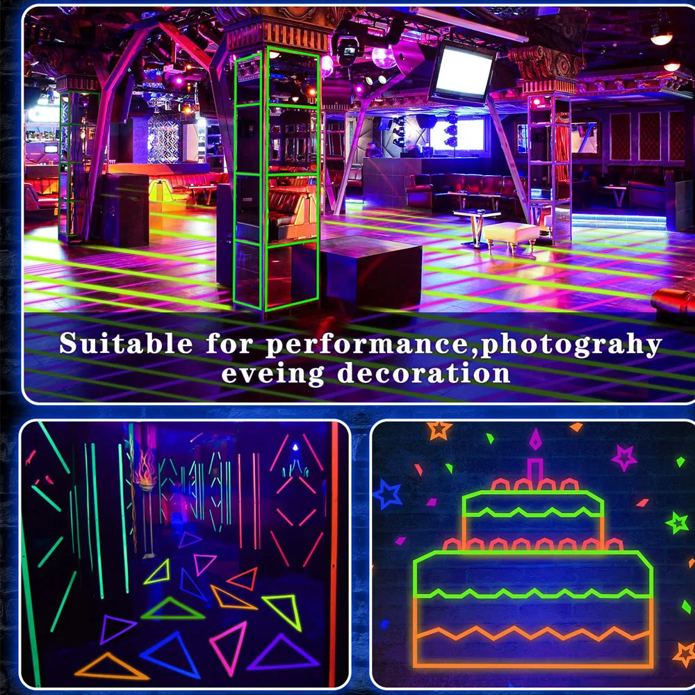 2 Rolls UV Blacklight Reactive Fluorescent Cloth/Neon Gaffer Tape, Super Bright Spike Tape for Glow Party Supplies