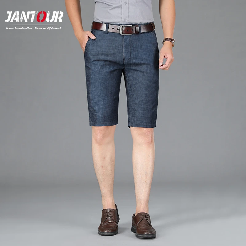 Pantalones cortos de mezclilla para Vaqueros cortos rectos de algodón de alta calidad, ropa de talla grande 40 42|Pantalones vaqueros| -