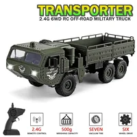 1:16 6WD RC Car 2.4G Radio with LED Light Off Road Loadable Transporter Remote Control Military Trucks Toys for Children 1