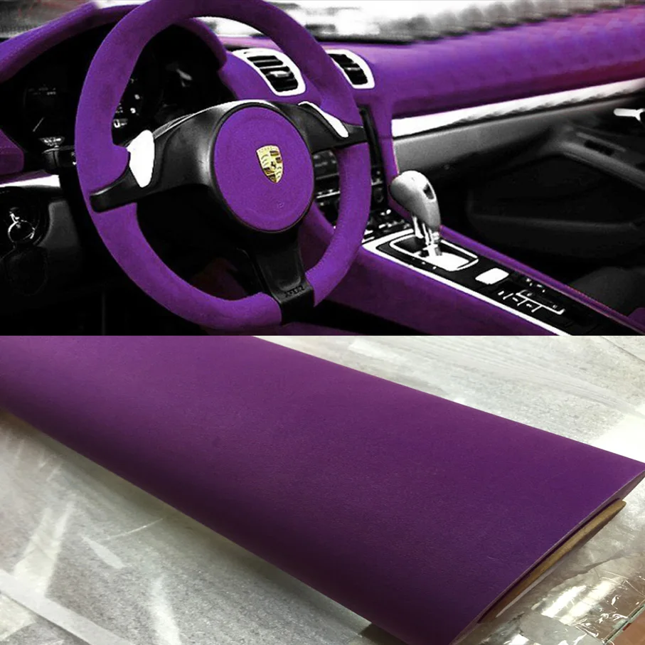 50CM*200/500CM Premium Purple CAR Velvet Fabric Suede Vinyl Wrapping ...