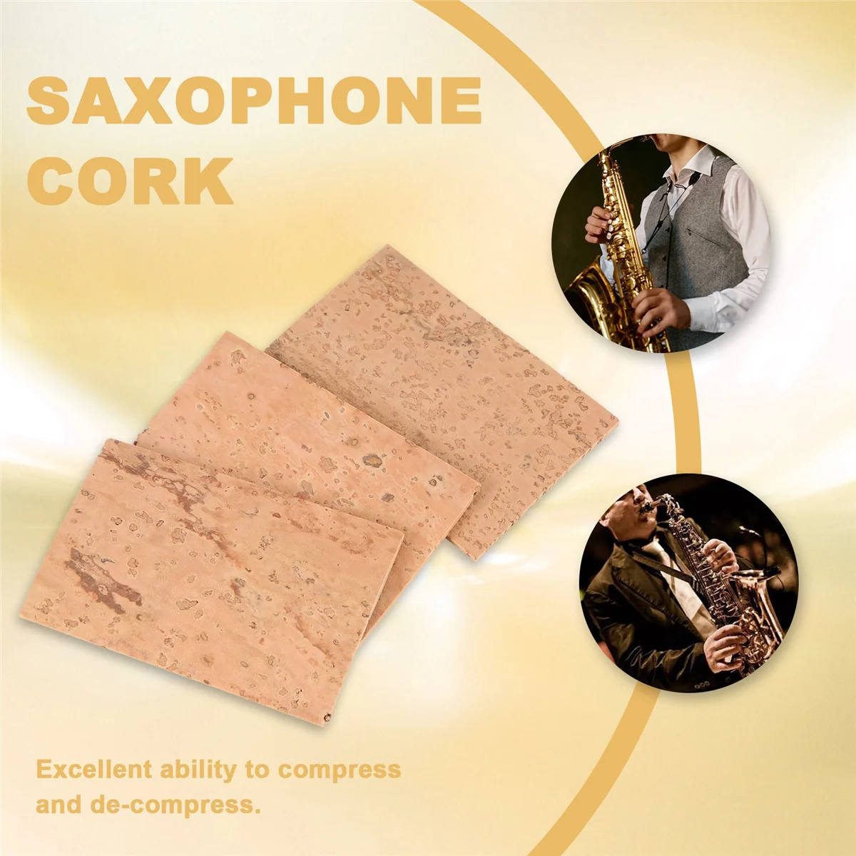 A57T 50Pcs Saxophone Neck Cork Sheet 2Mm Soprano Tenor Alto Saxophone Clarinet Joint Natural Neck Cork Sheet Natural Kit