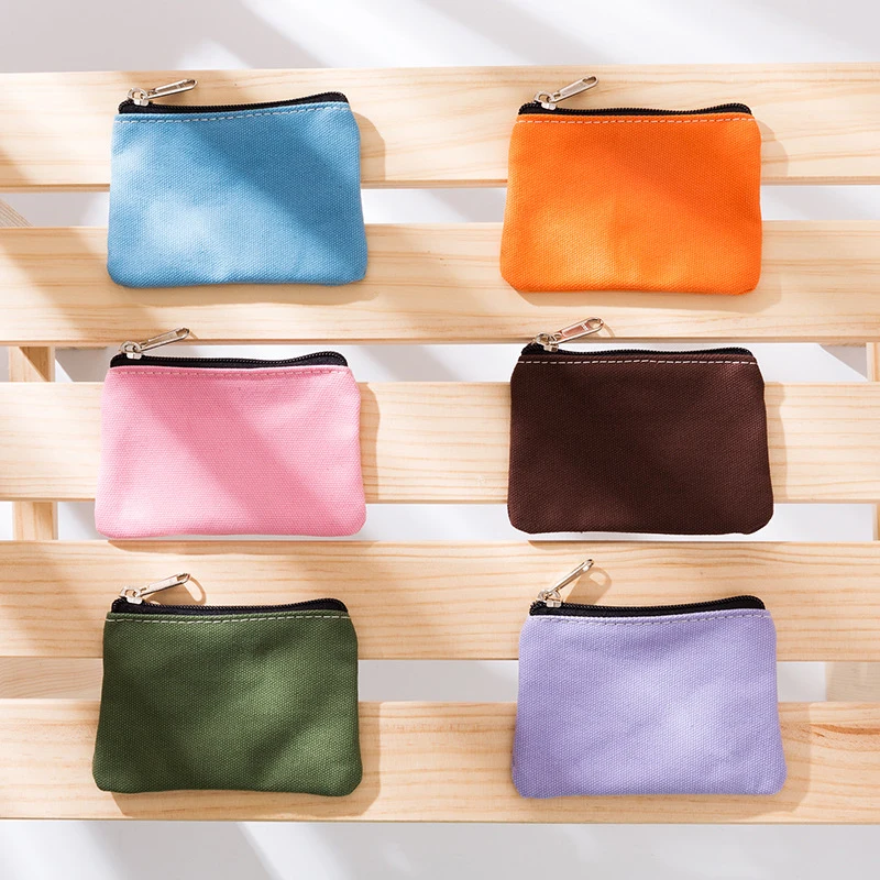 

Solid Color DIY Canvas Coin Purse Zipper Mini Coin Key Bag Money Pocket Women Men Simple Coin Purse Small Wallet Kid Gift Pouch
