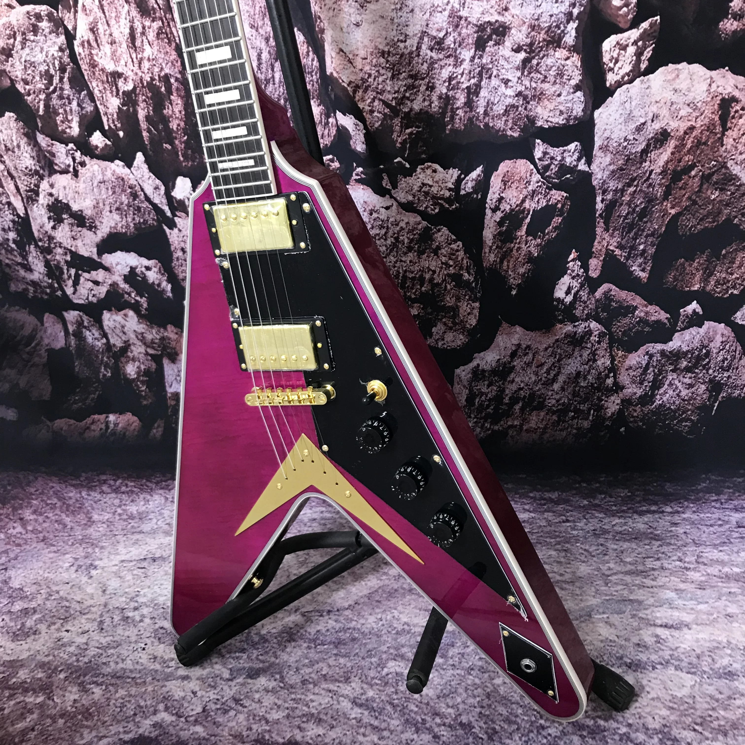 Electric Guitar Flying V Gold Hardware