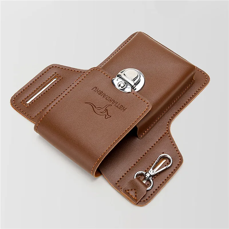 Multifunctional PU Leather Pack Phone Belt Bag Retro Men Bag Cell Phone Loop Holster Phone Pouch Wallet High Quality Phone Case