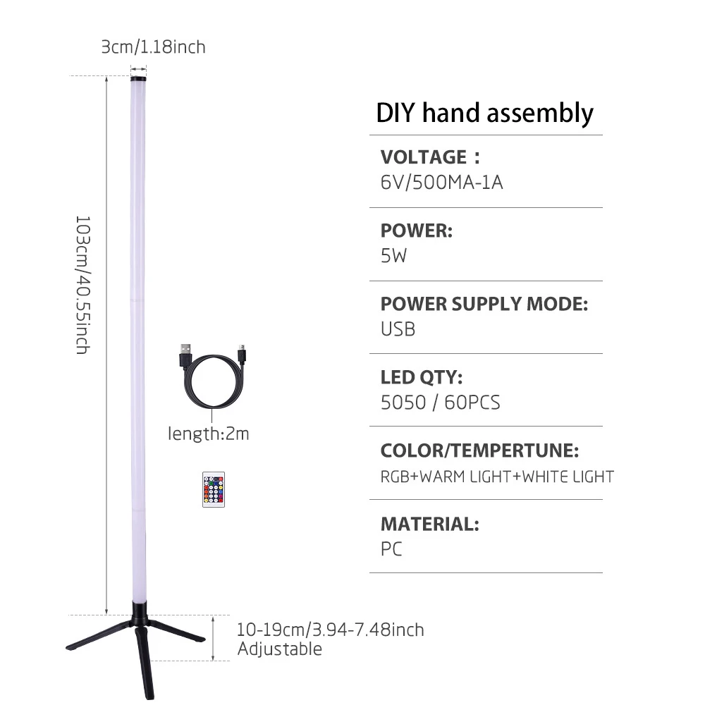 รูปสินค้า โคมไฟตั้งพื้น LED RGB ควบคุมผ่านรีโมทและแอป ซิงค์เพลง สร้างบรรยากาศ โคมไฟมุมห้อง โคมไฟตั้งพื้นสมาร์ททันสมัย สำหรับห้องนอน ห้องนั่งเล่น