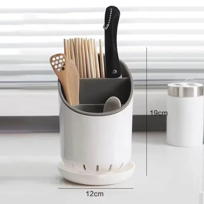 Space Saving Chopstick Holder Detachable Drainage Hole with Tray Kitchen Tableware Storage Rack Organizer Home Countertop Use