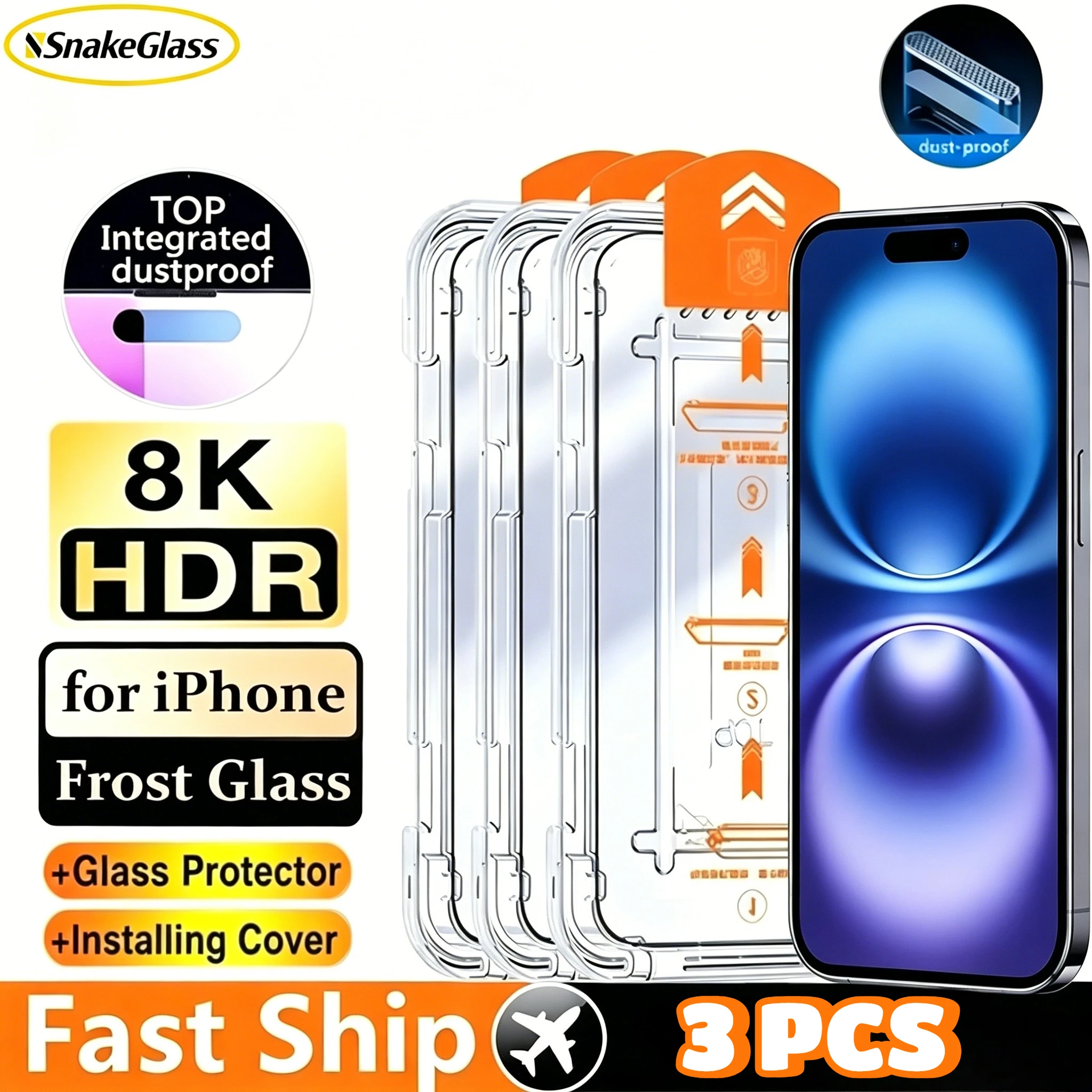 3-Pack Easy Install Anti-Shatter HD Screen Protector Film