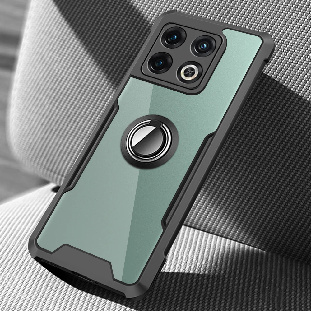 Clear Acrylic Armor Shockproof Coque For Oneplus 10 Pro 5G Case Car Magnet Holder Ring Protect Fundas Oneplus10Pro 5G Lens Cover