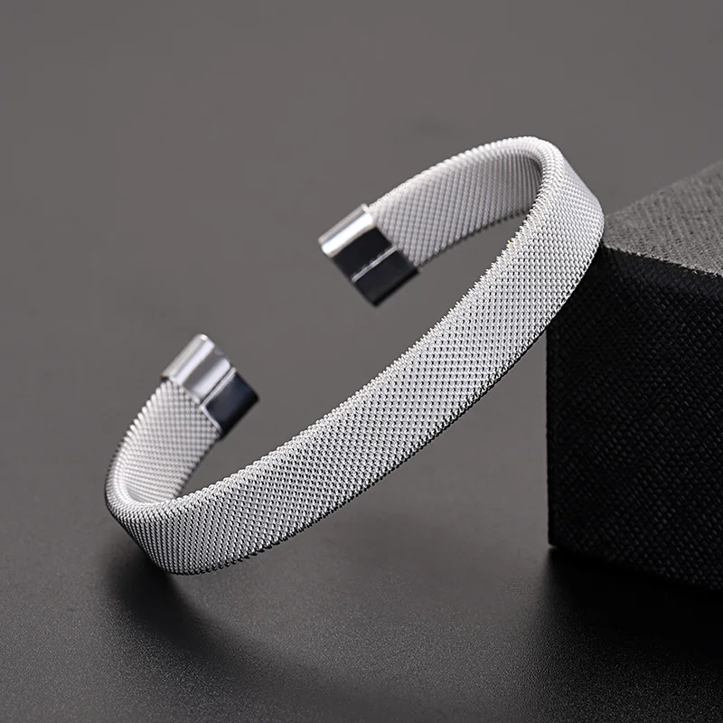 

Hot Sale 925 Sterling Silver High Quality Fashion Silver Mesh Women Solid Lady Bangle Jewelry Charm Cuff Men Bracelet