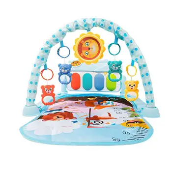 Kids Play Gym Mat Musical Activity Center with Lights Developmental Activity Gym Play Mat with Detachable Toys for Boys and 1