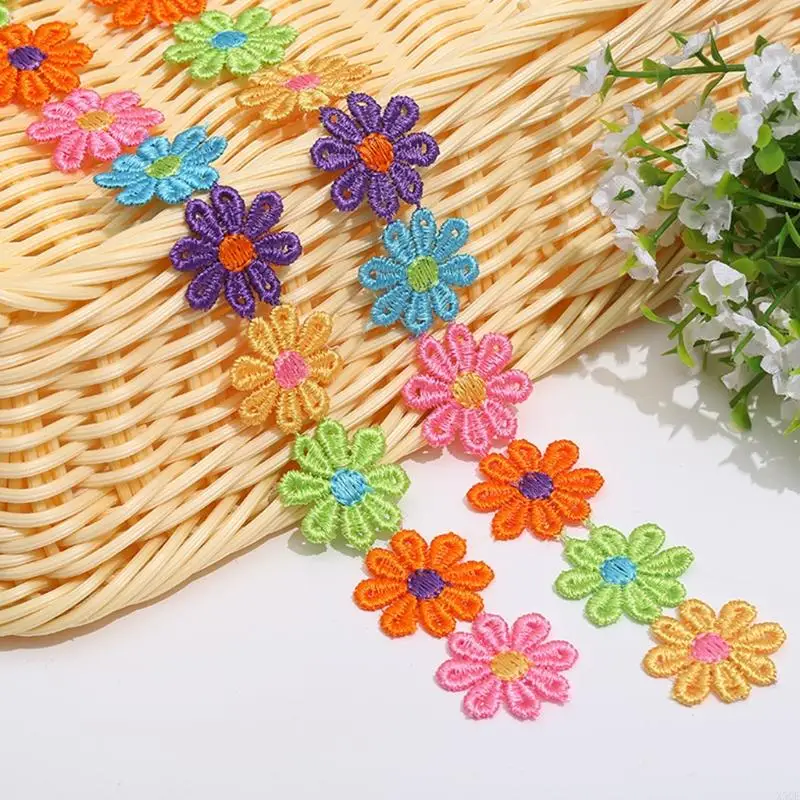 15 Yards Color for Sun Flower Decorating Lace Embroidered Trim Ribbon Appl