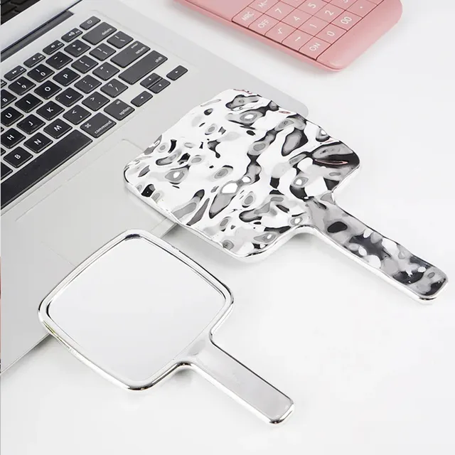 Miroirs de maquillage à poignée Vintage HD beauté Portable carré main petit miroir de maquillage miroirs de maquillage galvanisés 1