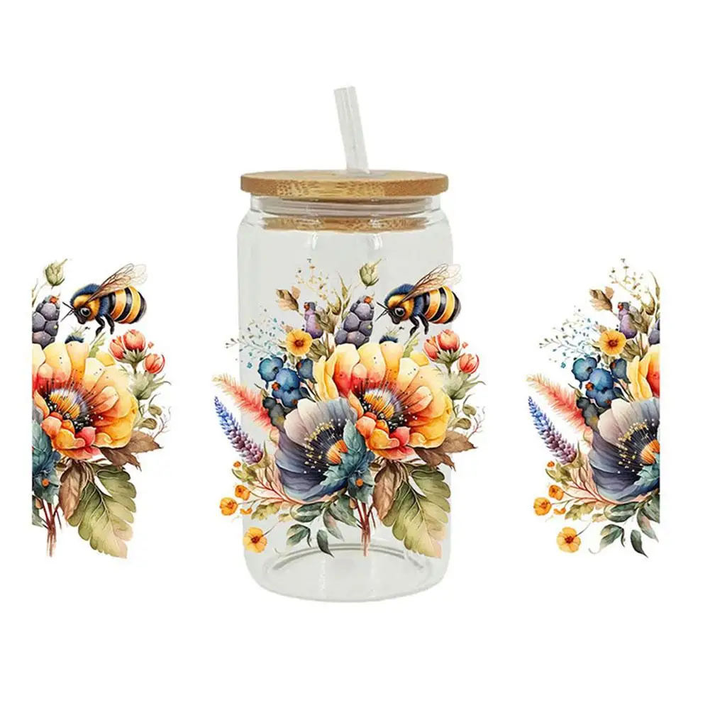 3D UV DTF Wraps Transfer Sticker for 16oz Glass Cup