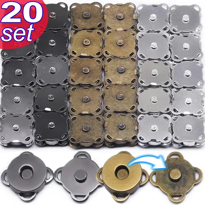 20sets/lot Magnetic Snap Fasteners Clasps Buttons Handbag Purse Wallet Craft Bags Parts Accessories Adsorption Buckle 14mm 18mm 1 10sets magnetic snap fasteners clasps buttons handbag purse wallet craft bags parts mini adsorption buckle 14 18mm wholesale