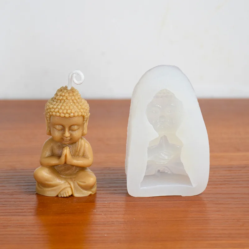 Silicone candle mold Little Buddha Candle Silicone Mold DIY Amitabha Buddha Shape Chinese Elements Handmade Candle Decoration