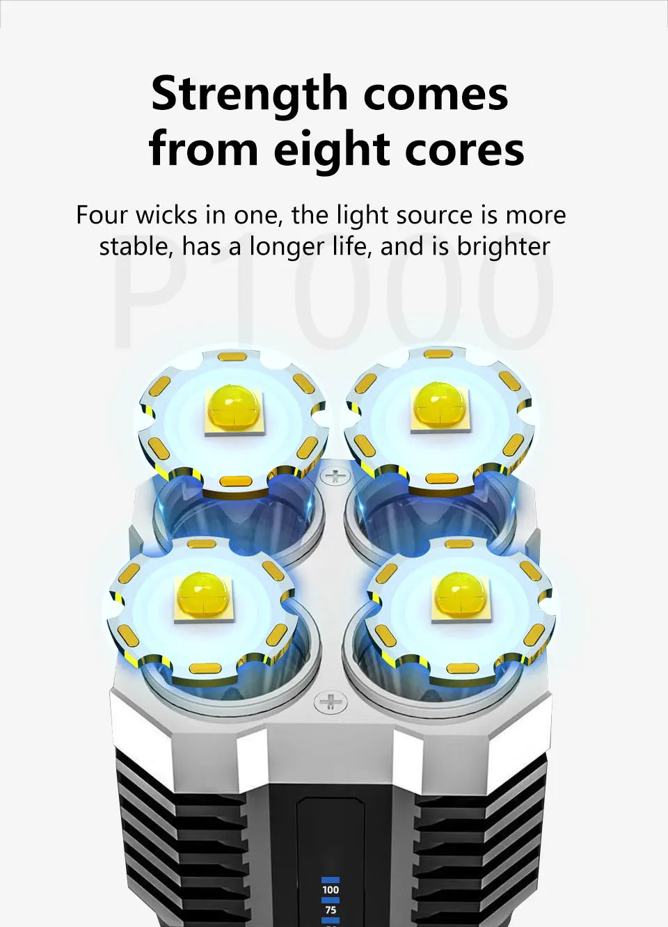 Description Picture 5 of itemHigh Power LED Flashlight Camping Torch 4 LEDs Flashlights COB Side Light Portable Rechargeable Lamp Hand Lantern Work Light