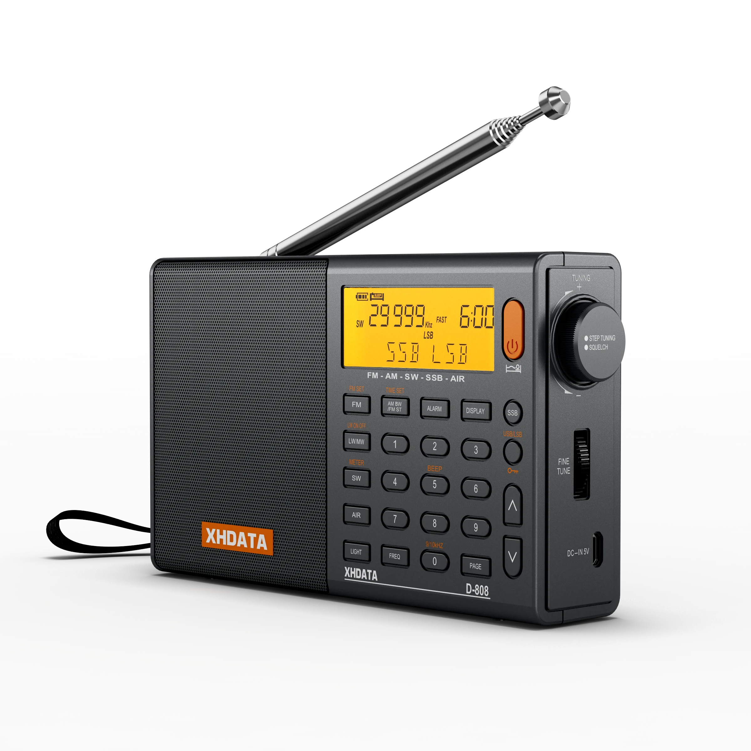 XHDATAD808RadioReceiverFMAMWMSWLWSSBAIRDSPFullBandHigh