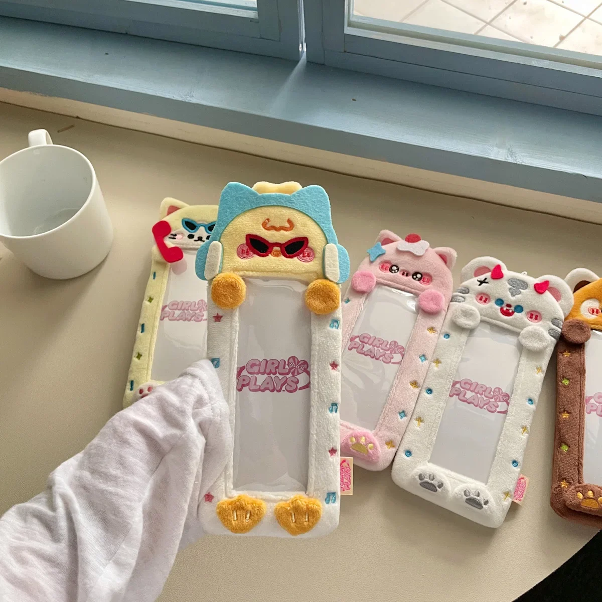 Kawaii Animal Series Fluffy Kpop Photocard Holder Students Cartoon Card Holder Bag Cover Bag Pendant School Stationery