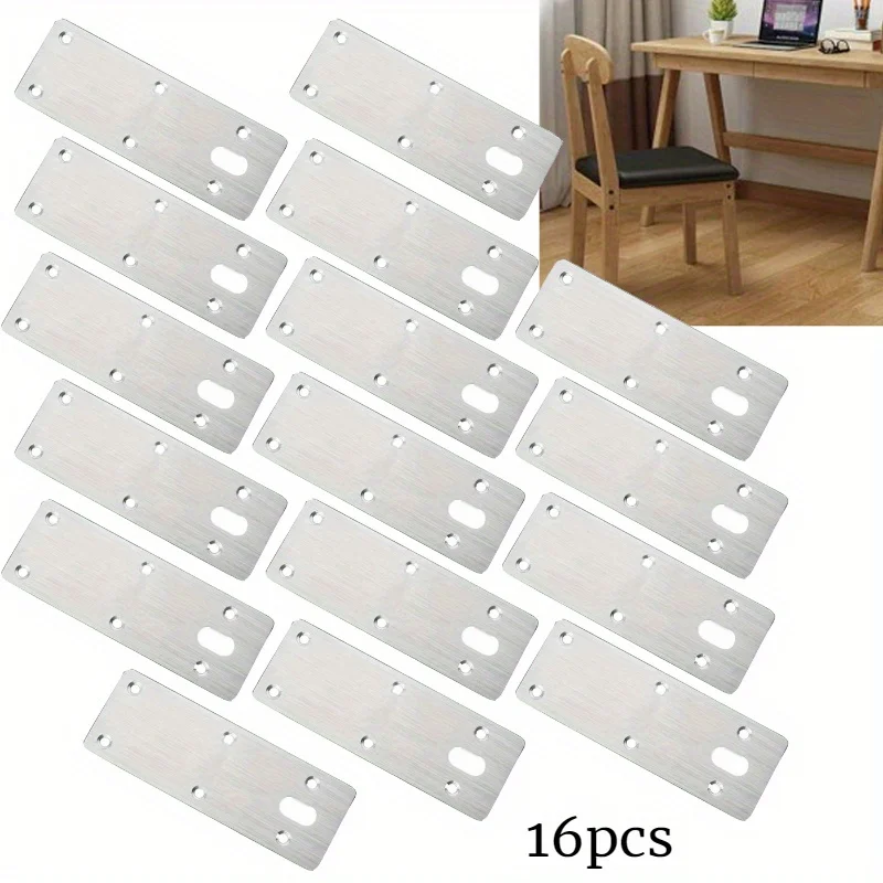 16 Stück Klammerplatten, Metallreparatur, Edelstahl, DIY-Platten für Holzbefestigung, Verbindungsstück, Befestigungsklammern, Formklammern, flache Ecke – Detail 1
