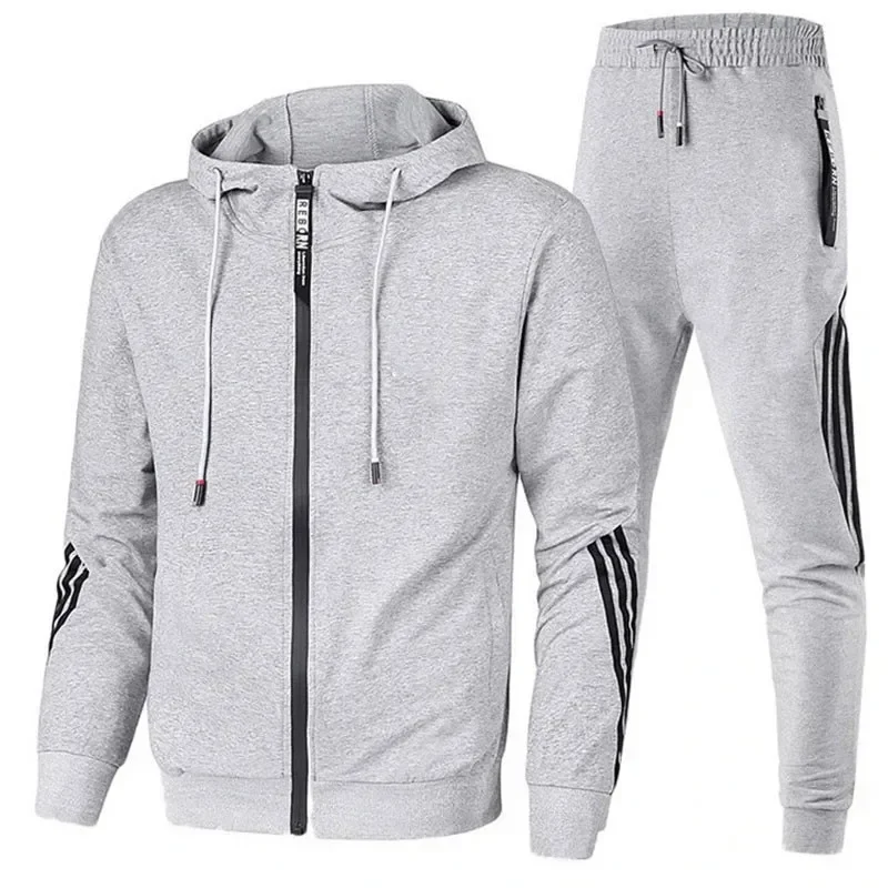 2 Pieces Set Men Hooded Clothes Pants Sweatshirt Zipper Casual Sports Suit Tracksuit Set Sports Set Outdoor Suit Set
