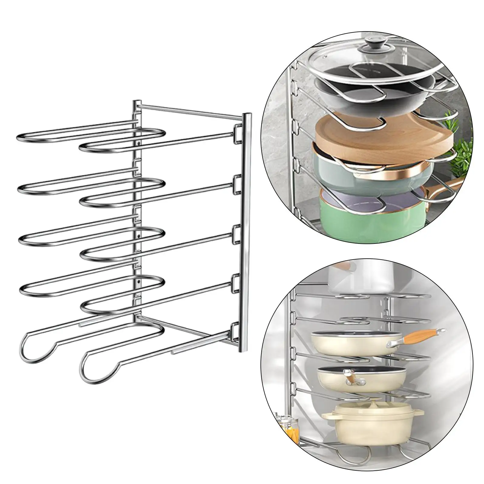 

Pot Organizer for Kitchen Standing Pot Rack 5 Tiers Kitchen Organizer Pot Storage Rack Pan Organizer Rack Home Under Cabinet