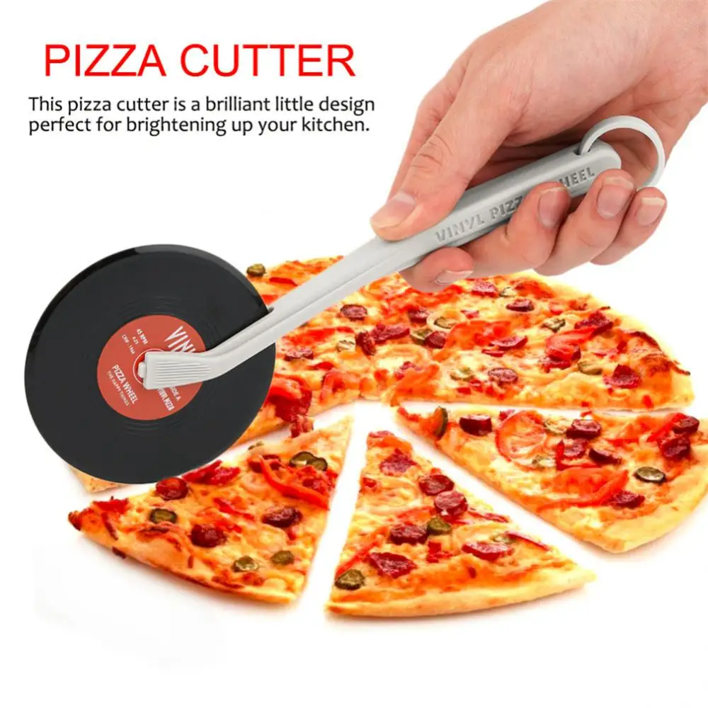Silicone Pizza Cutter Record Player Pizza Wheel Cutter Vinyl Record Knife Round Cake Roller Wheel Kitchen Tools Accessorie
