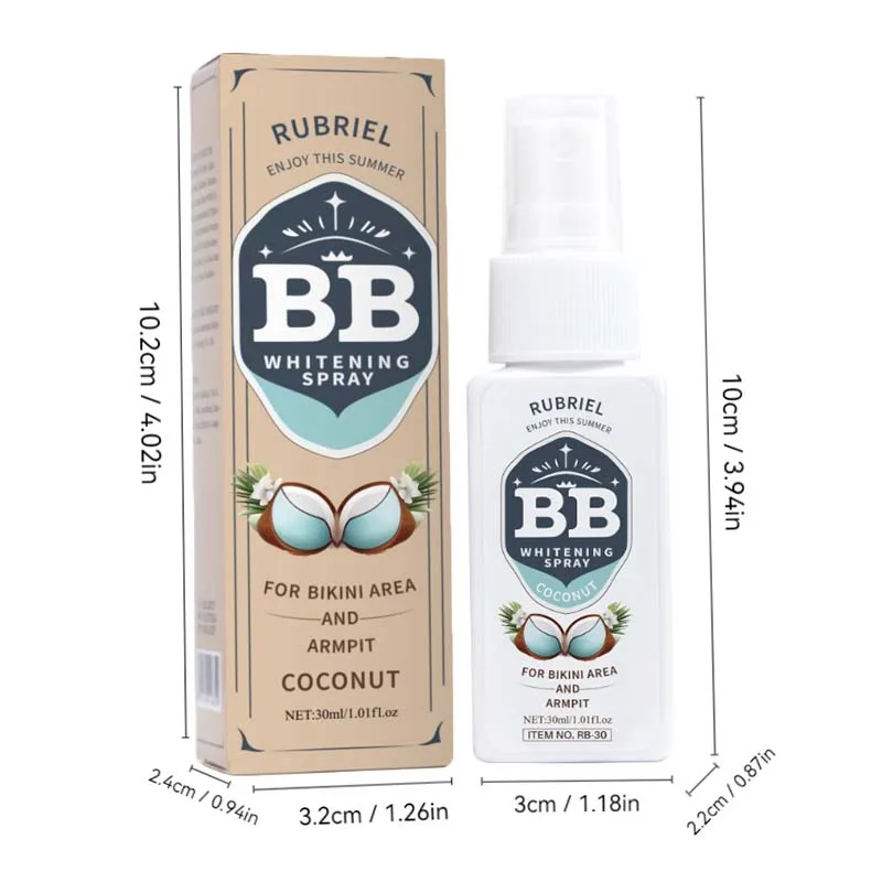 30ml Skin Whitening Spray Facial Sunscreen Protection Toning Sunblock Spray Bleach Armpit Whitening Underarm BB Cream