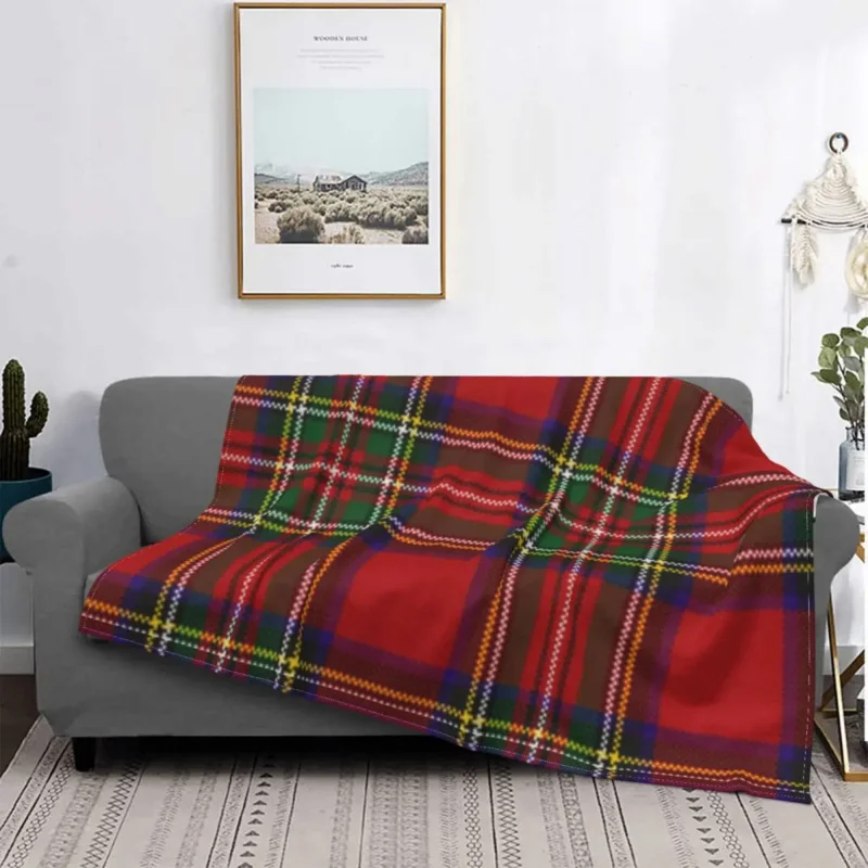 

Scottish Stripes Pattern Coral Fleece Plush Throw Blankets Blanket for Bedding Office Lightweight Thin Bedroom Quilt