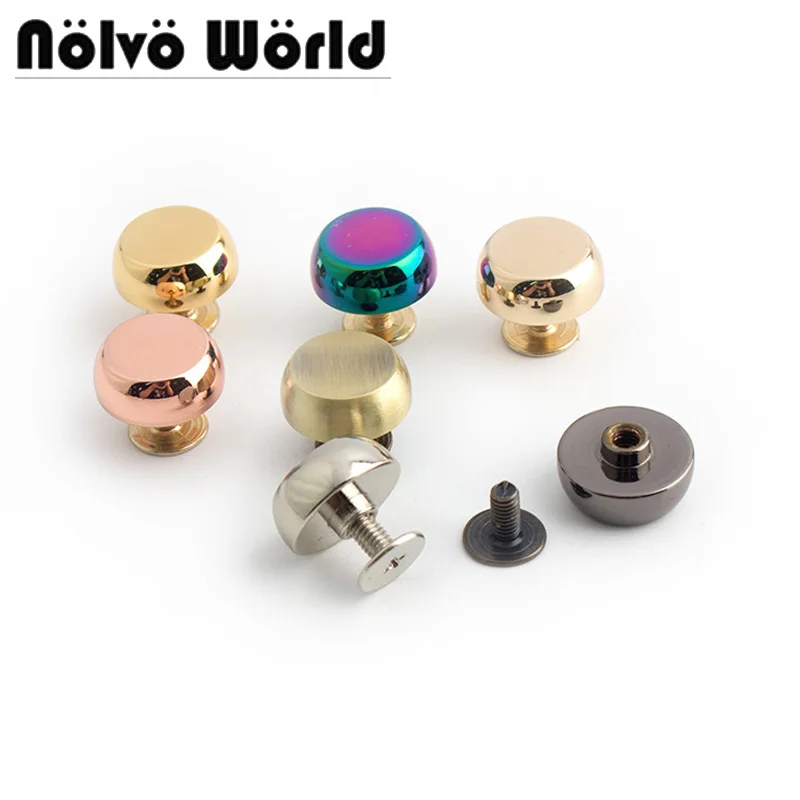 

50-200pcs 8 colors 11mm 13mm solid cast stud DIY bag bottom rivets in screws,bags handbags purse feet studs