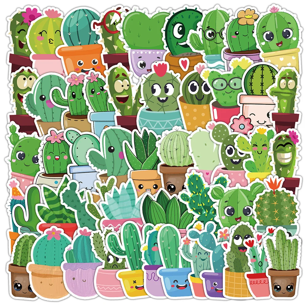 10/30/50pcs Cute Cartoon Plants Cactus Graffiti Stickers Decals Laptop Guitar Fridge Scrapbook Phone Waterproof Sticker Kid Toy