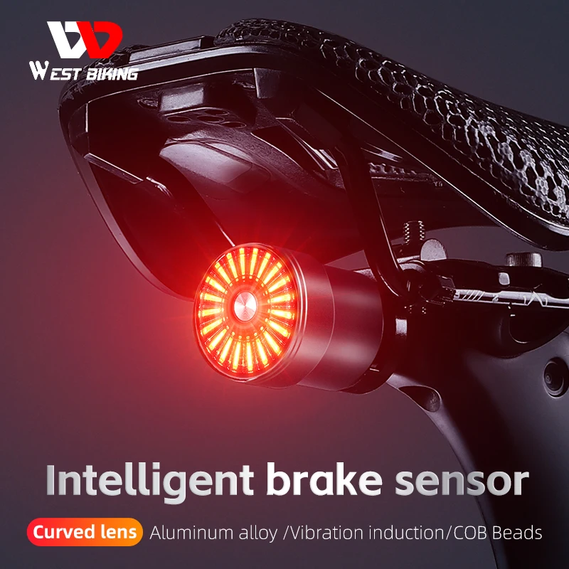 

WESTBIKING Bicycle Taillight Intelligent Brake Sensing Safe Cycling Rear Light Aluminum Alloy Waterproof MTB Road Bike Taillight