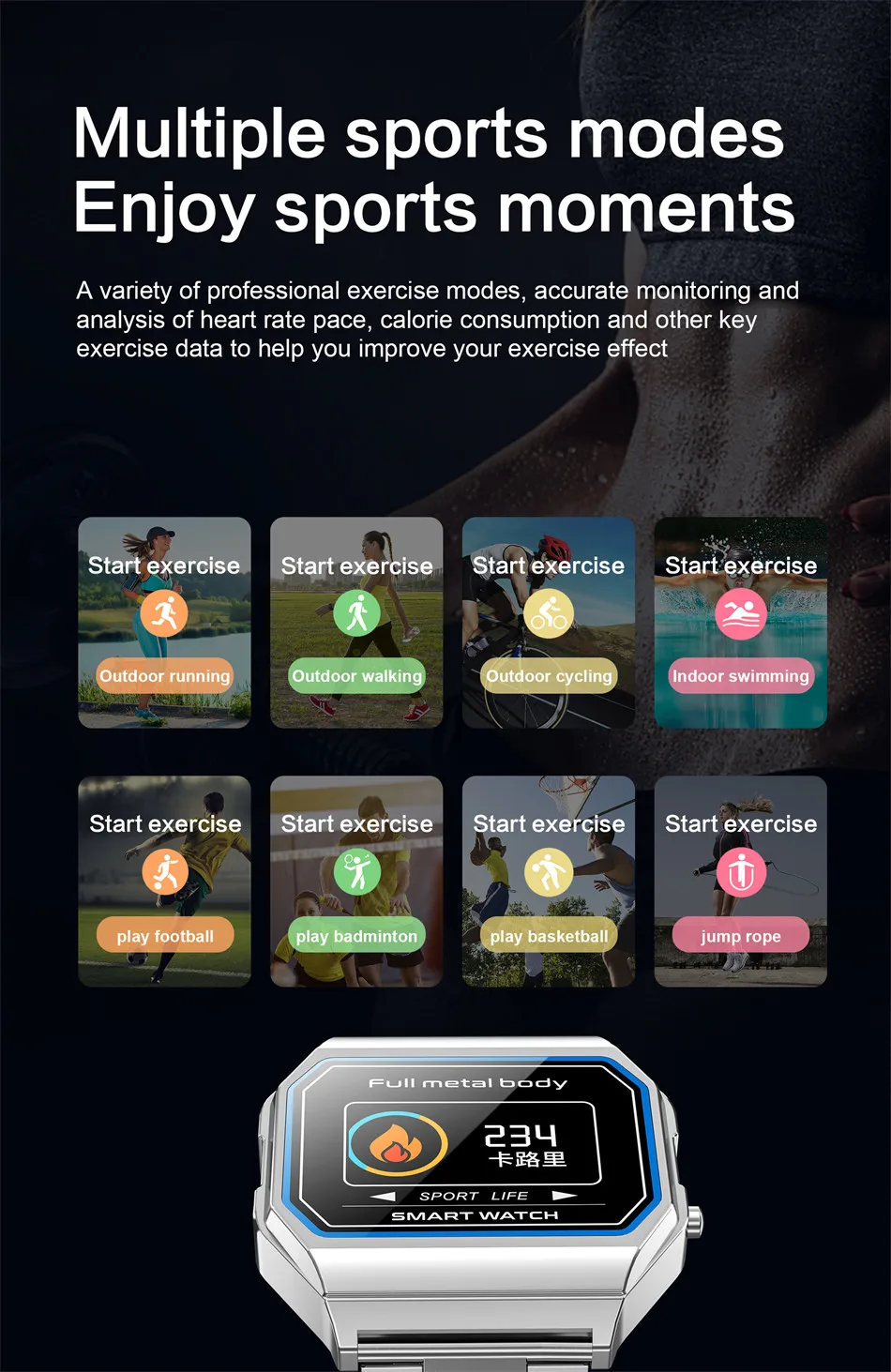 2022 New Call/SMS Reminder Smart Watch Men Single Touch Sport Fitness Tracker IP67 Waterproof Smartwatch Women for Android IOS
