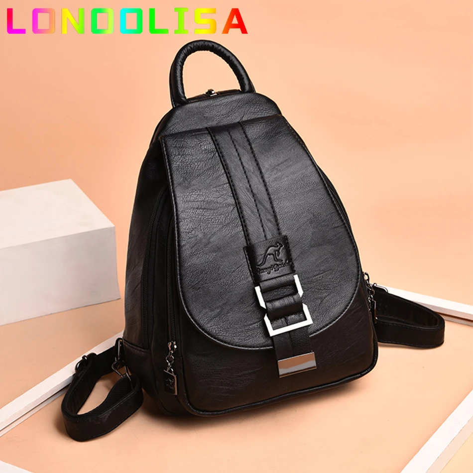 Mochila de couro design vintage para mulheres, saco de peito escolar adolescente, mochila de viagem feminina, senhoras, 3 em 1 Bagpack