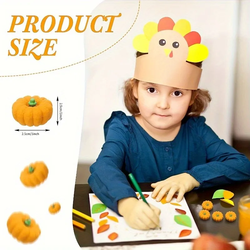 10PCS Pumpkin Shaped Eraser, Suitable for Drawing and Doing Homework, Back To School Stationery, Back To School Eraser