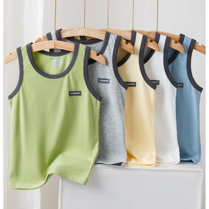 

Girls Boys Sleeveless Vest Kids Letter Tank Tops Teenagers Camisole School Student Underwear 2024 Summer Children's Clothing