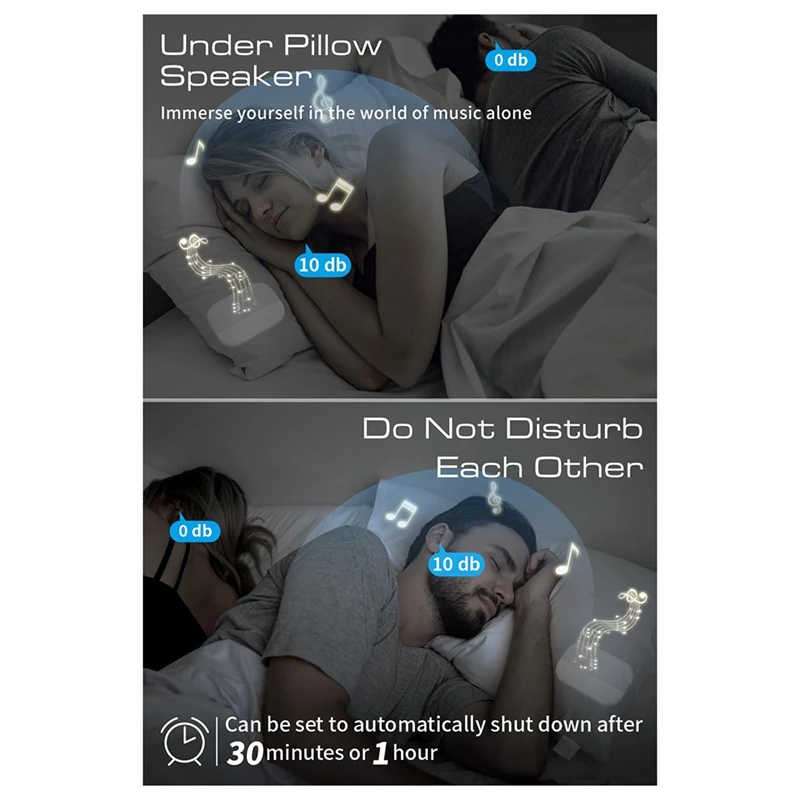 Bone Conduction Bluetooth 5.2 Speaker,White Noise Sleep Machine Bluetooth Music Box Under Pillow For Improved Sleep