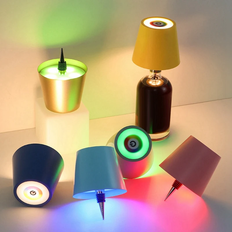 Wireless Bottle Lamp RGB Modes & 3 Color Stepless Dimming Table Lamp Rechargeable Bottle Lights For Bars Green