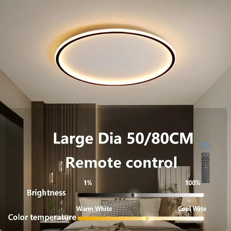 Large LED Ceiling Light 30/50/80CM Bedroom Living Room Study Room Super Slim Black White Gold Home Decor Lighting Fixture