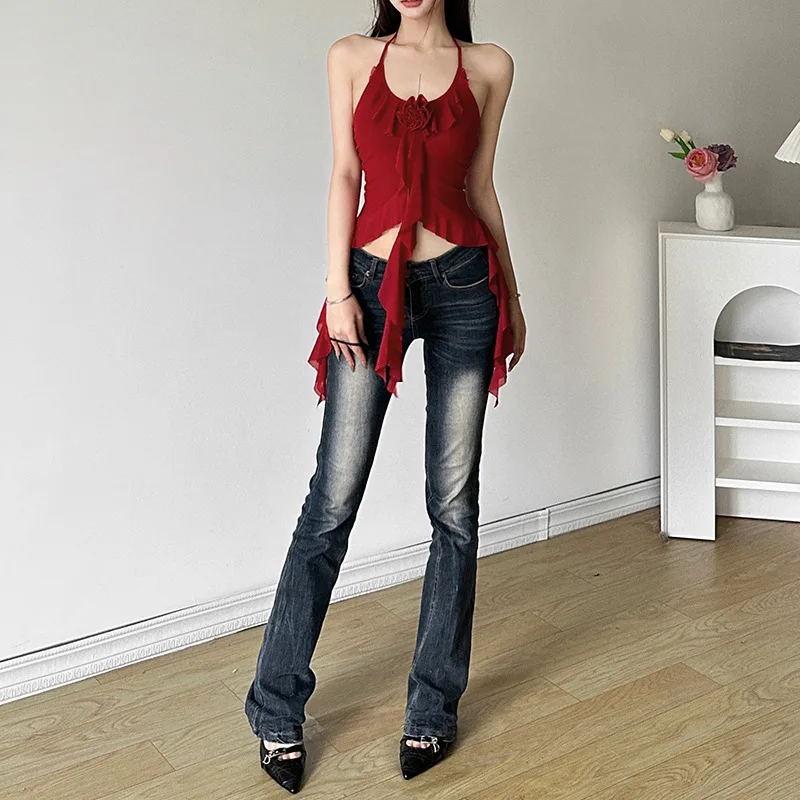 Nibber Hip-hop Summer New Sweet Gentle Cute All-match Fashionable Cool High Street Cool Sexy Women's Thin Backless Halter Vest