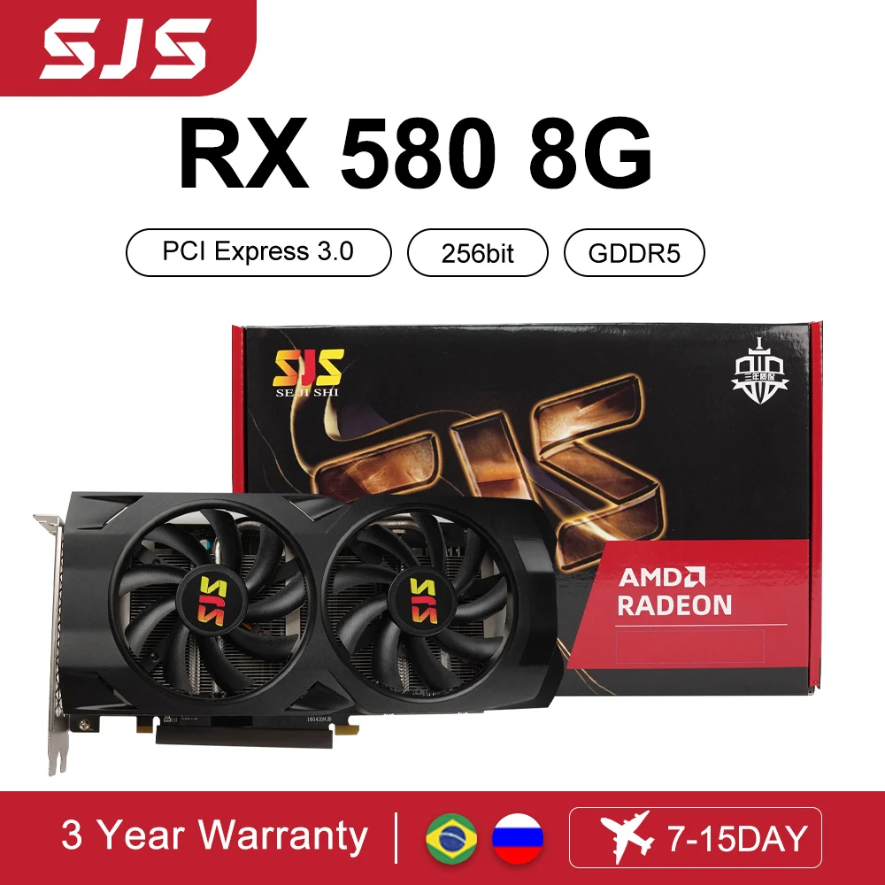 Sjs Video Card Rx 580 8g 256bit 2048sp Gddr5 Amd Gpu Graphics Cards