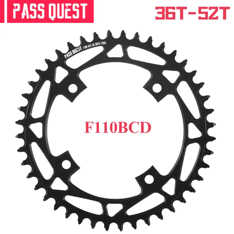 

PASS QUEST F110BCD Round Road Bike 36T-52T Narrow and Wide Teeth Chainring for FSA Gossamer Sprocket Cycling Parts