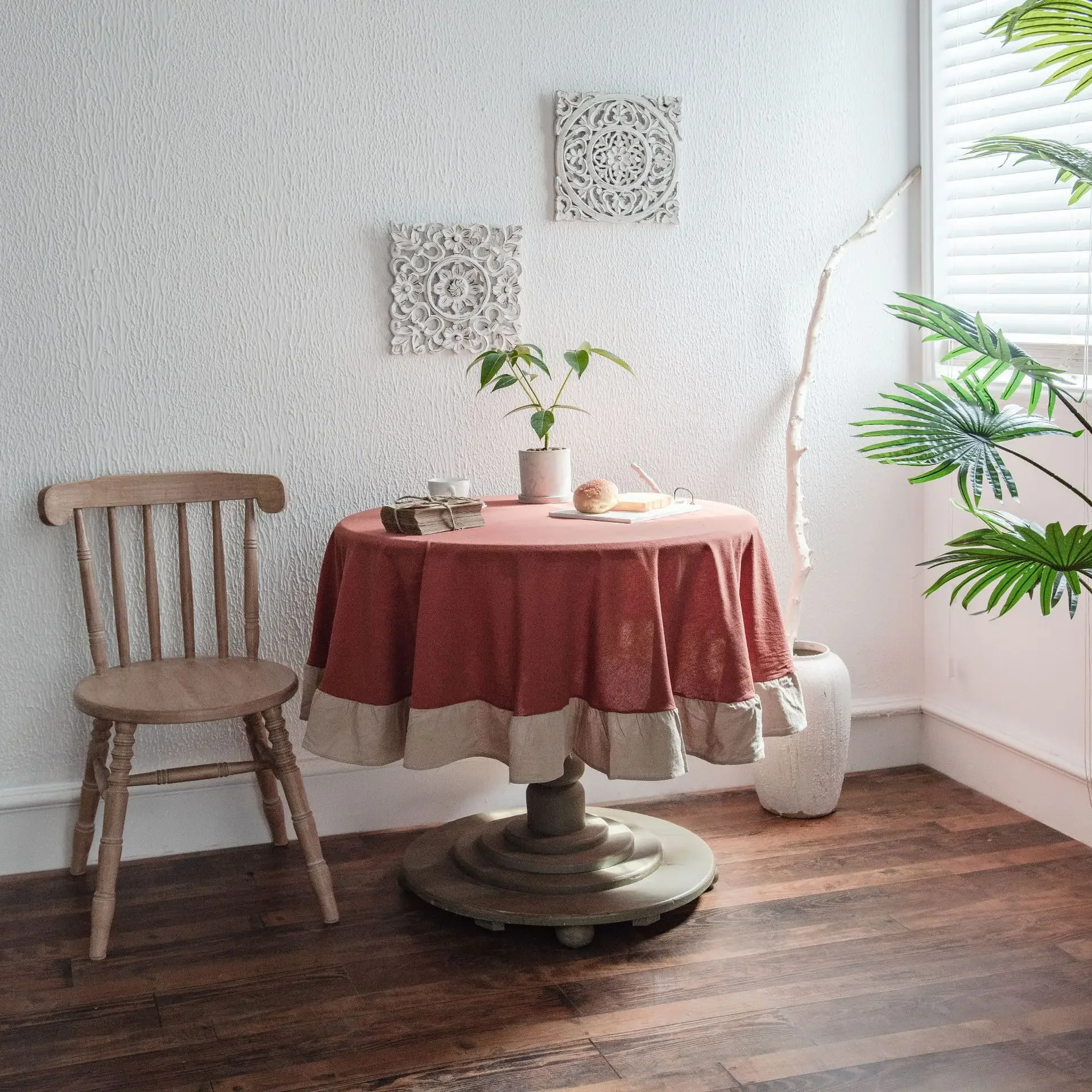 French Romantic Ruffle Cotton Linen Tablecloth - Retro Party Decoration