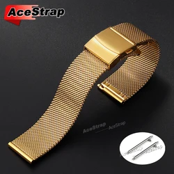 Vibrant Stainless Steel Quick Release Wristband with Metal Folding Buckle - 22mm (Gold)