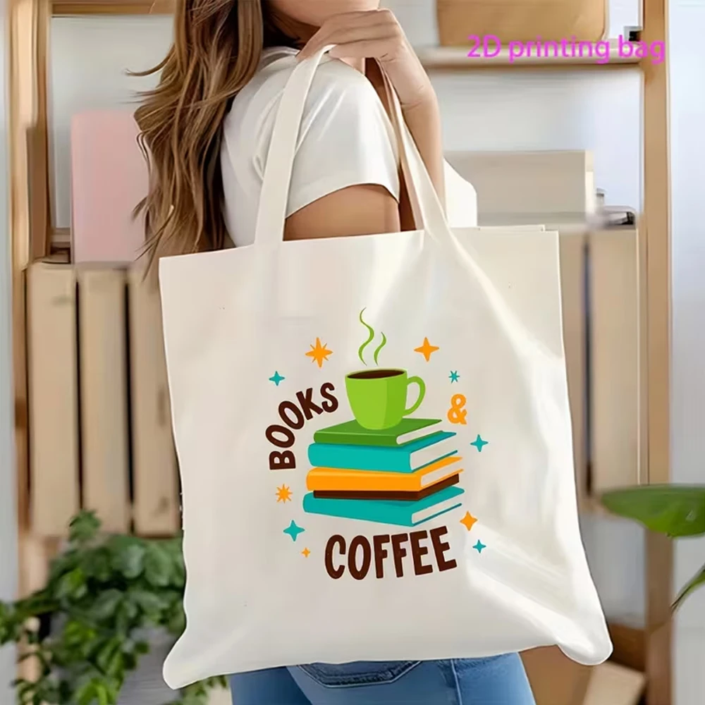 Book Lover's Coffee-Themed Reusable Tote – Perfect Gift for Readers and Coffee Enthusiasts