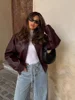 Pu Leather Women's Jaqueta Chic Lapel Long Sleeves Cropped Zipper Jackets 2024 New Female Autumn Short Coat Fashion Outerwears 5