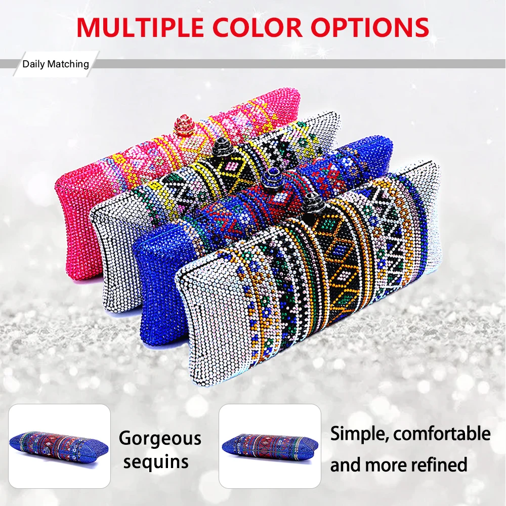 2024 Italy's latest design elegant luxury ladies wedding party dinner gift Crystal multi-color square ethnic style diamond eveni