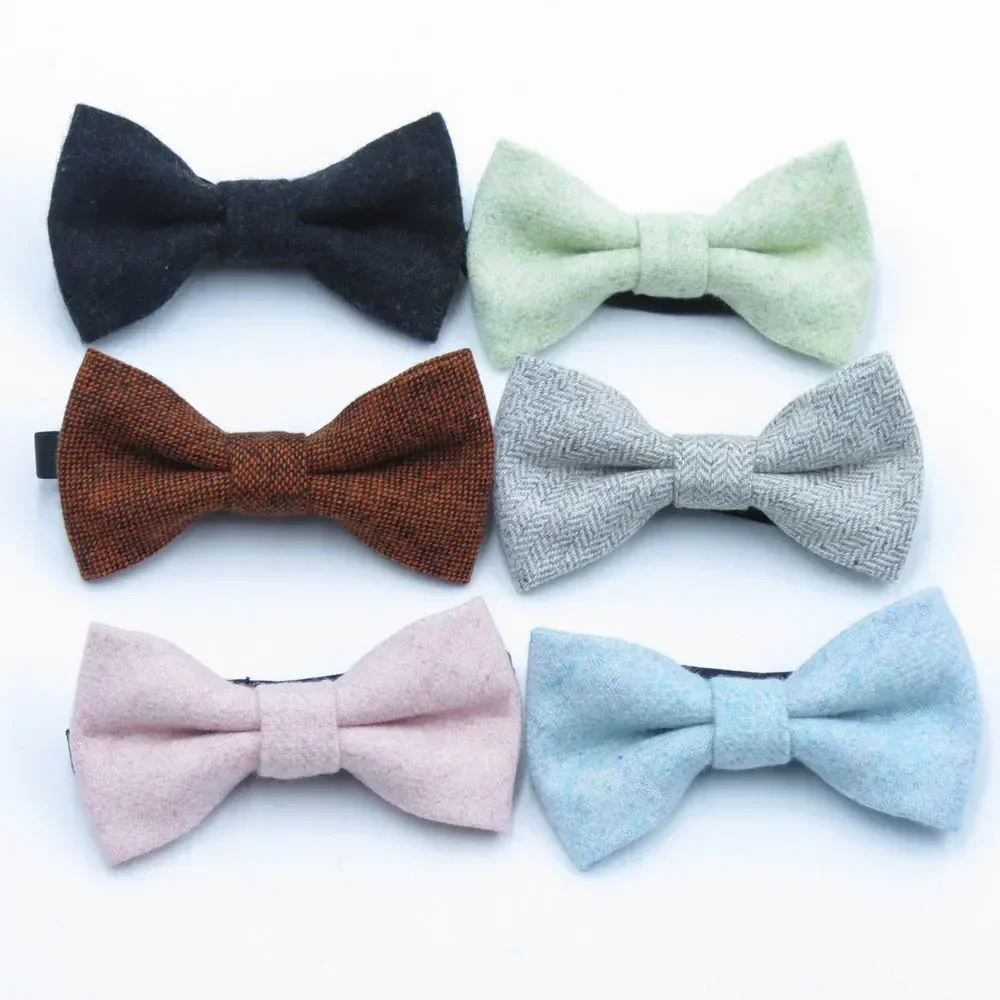 High-grade children's wool monochrome two-color Chaobao bow spot new baby boys bow tie