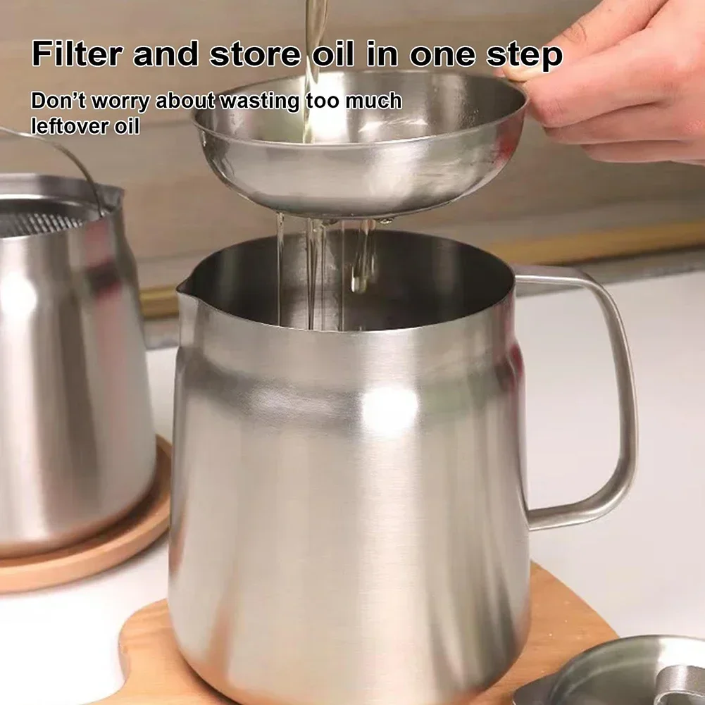 1pcs 304 Stainless Steel Oil Filter Kettle Small Frying Pan With Frying Net Kitchen Tools Gadgets Cooking Tool