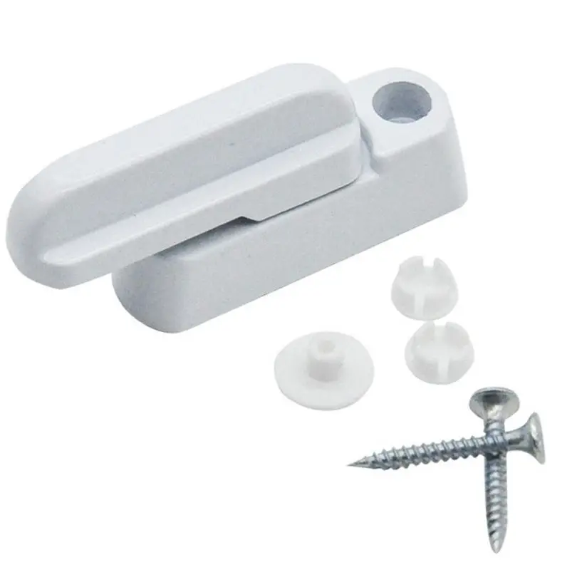 T Shaped Lock White Aluminum Alloy T Shaped Lock Sliding Window Safety Lever Handle Window Buckle for PVC Windows Doors